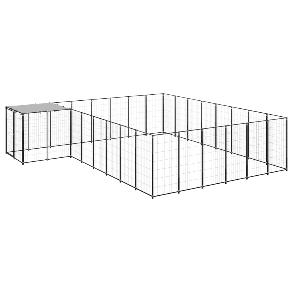 Vidaxl Dog Kennel 15,73 m² stalowa czarna