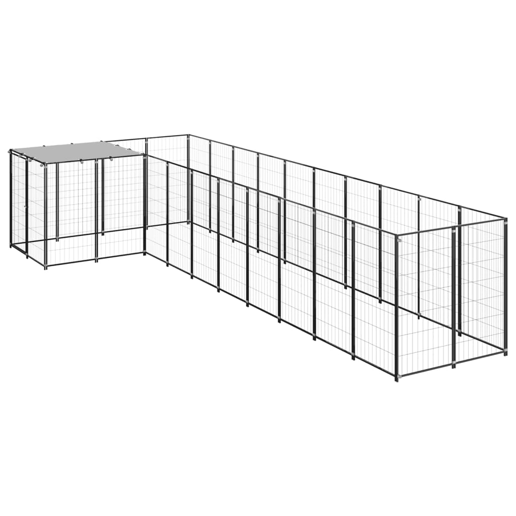 Vidaxl Dog hodera 7,26 m² stalowa czarna