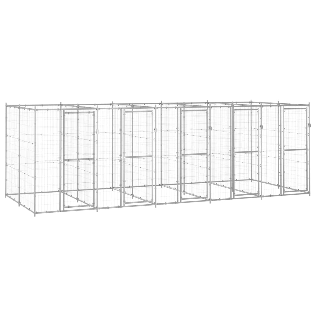 Vidaxl Dog Kennel 12,1 m² stal ocynkowana