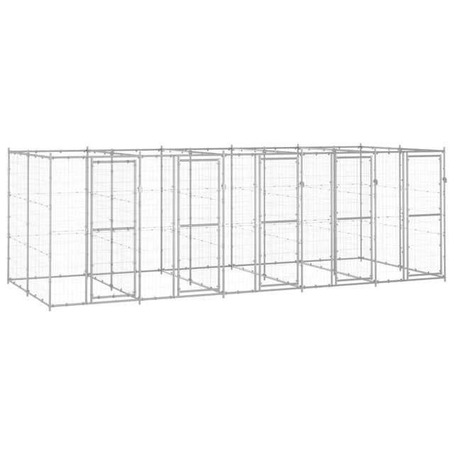 Vidaxl Dog Kennel 12,1 m² stal ocynkowana