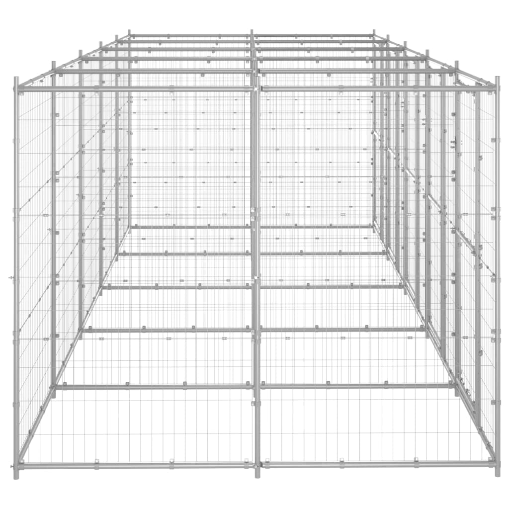 Vidaxl Dog Kennel 12,1 m² stal ocynkowana