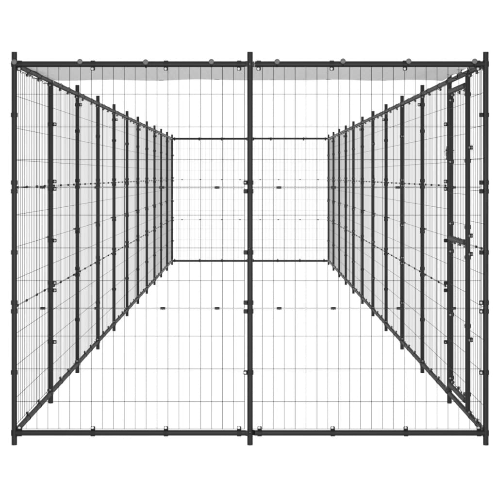 Vidaxl Dog hodera z dachem 26,62 m² stal