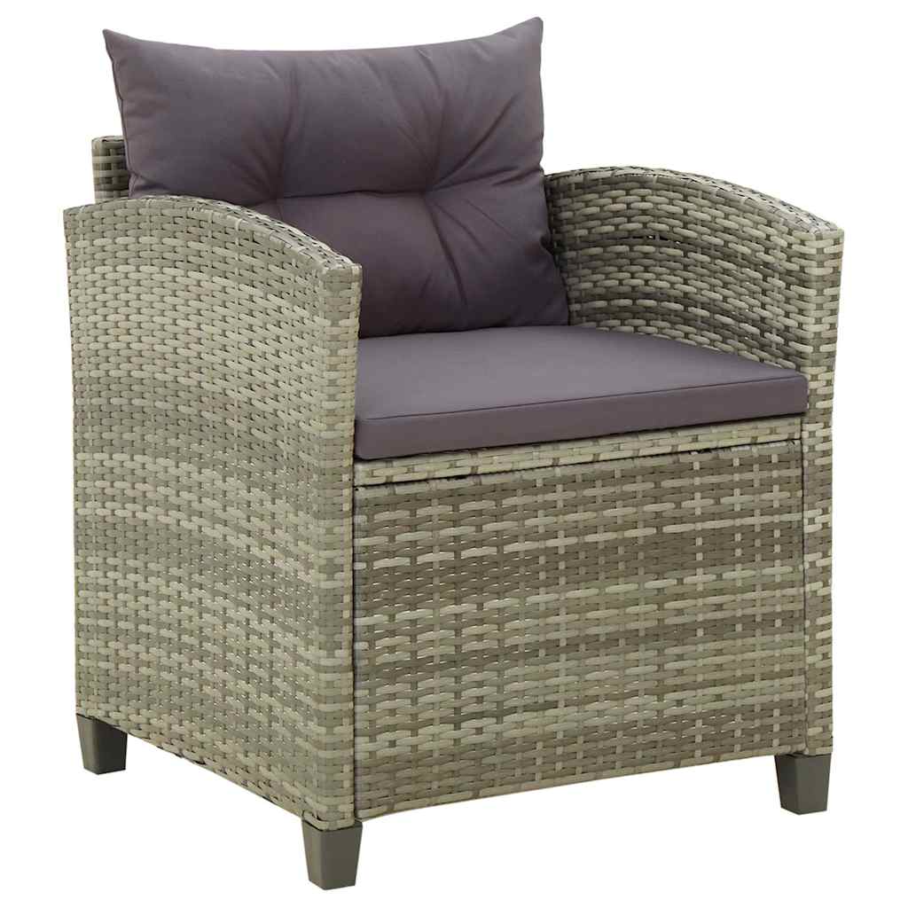Vidaxl tuinstoel met kussens poly rattan grijs