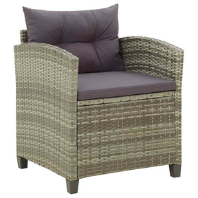 Vidaxl tuinstoel met kussens poly rattan grijs