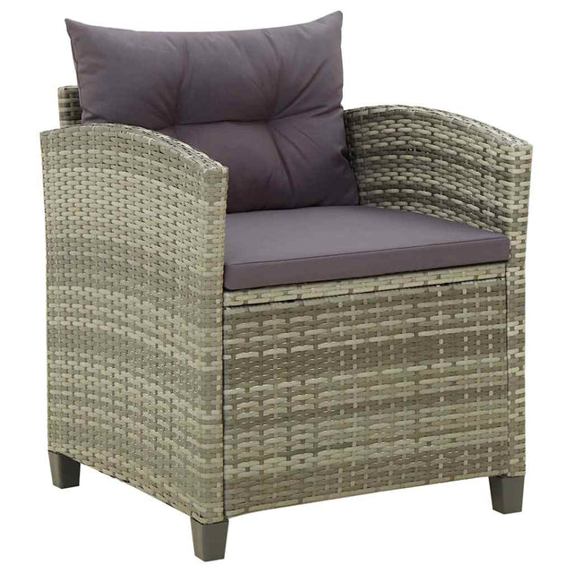 Vidaxl tuinstoel met kussens poly rattan grijs