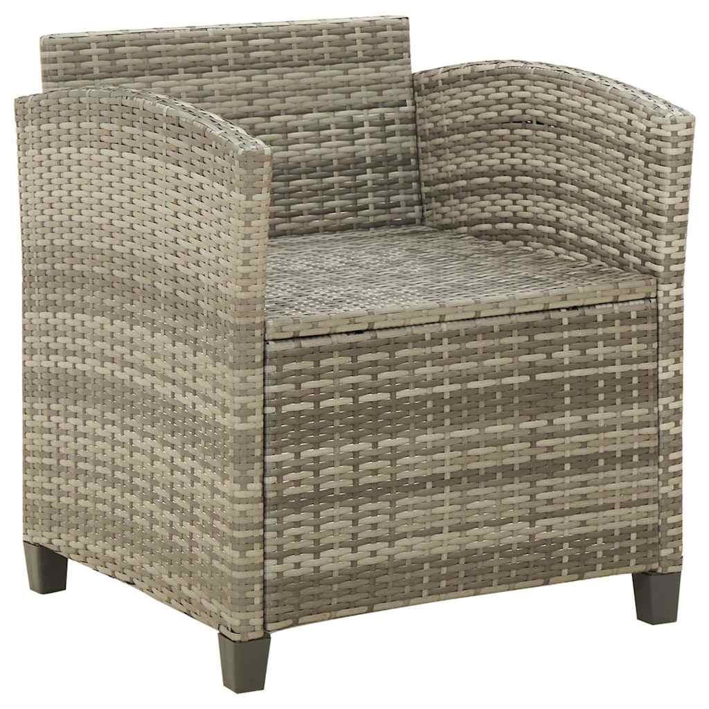 Vidaxl tuinstoel met kussens poly rattan grijs