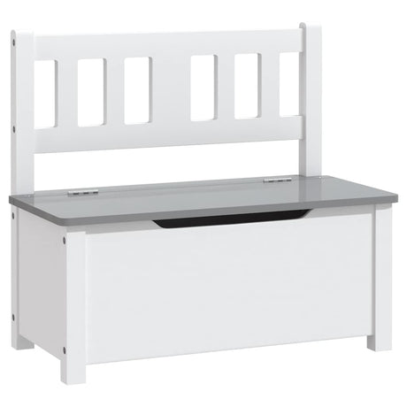 Vidaxl kinderopbergbankje 60x30x55 cm mdf wit en grijs