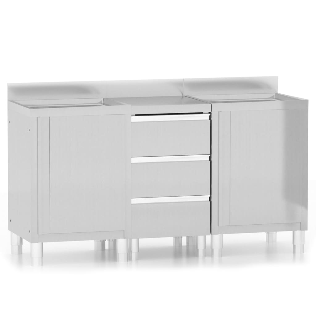 Vidaxl Kitchen Szaflets Commercial 3 ST STAIL STEL STEAL