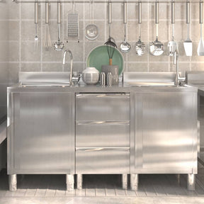 Vidaxl Kitchen Szaflets Commercial 3 ST STAIL STEL STEAL