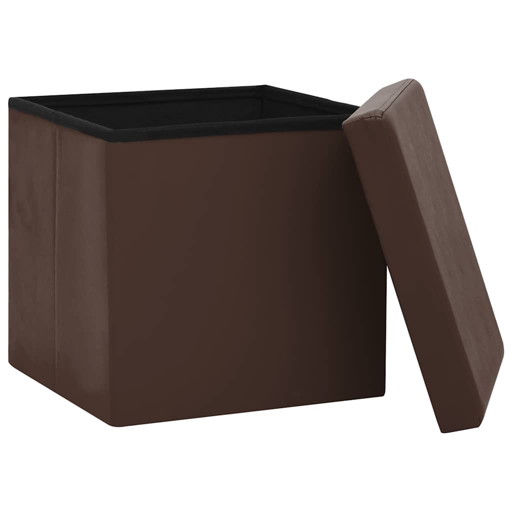 Vidaxl opbergkruk inklapbaar pvc bruin