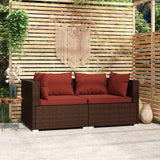Vidaxl bank 2-zits met kussens poly rattan bruin