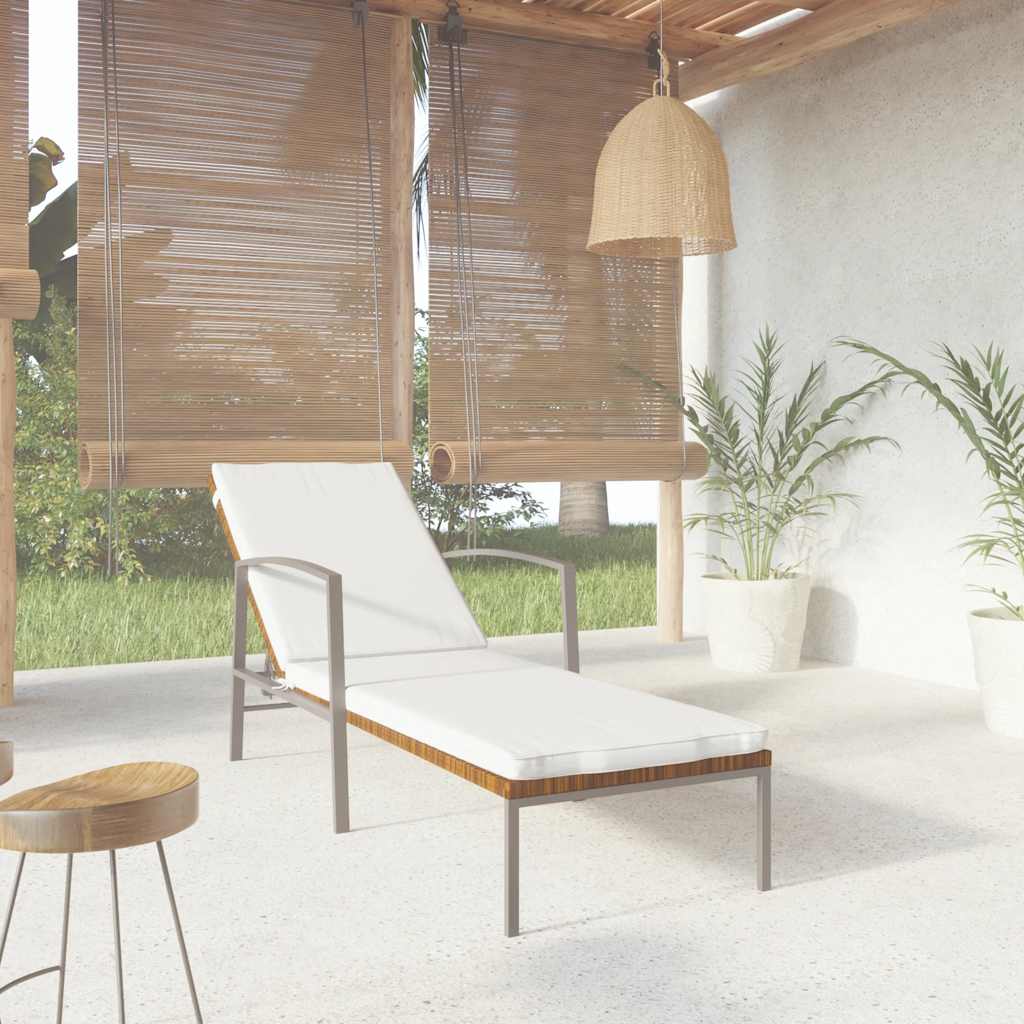 Vidaxl ligbed met kussen poly rattan bruin
