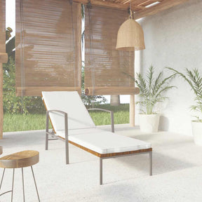 Vidaxl ligbed met kussen poly rattan bruin