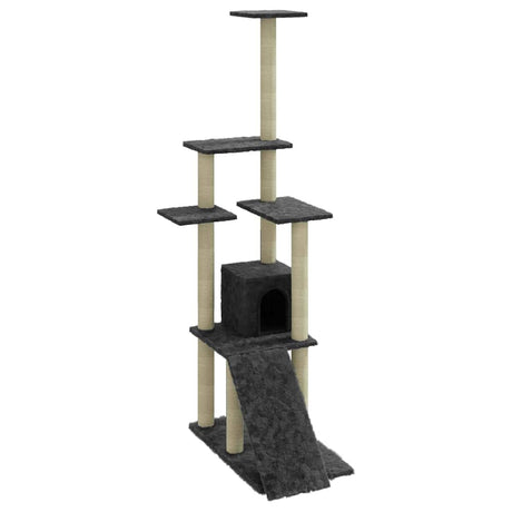 Vidaxl Cat Furniture z Sisal Scrating Posts 155 cm ciemnoszary