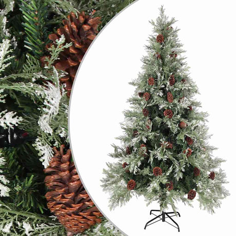 Choinka vidaxl z szyszkami sosnowymi 195 cm PVC i PE Green and White