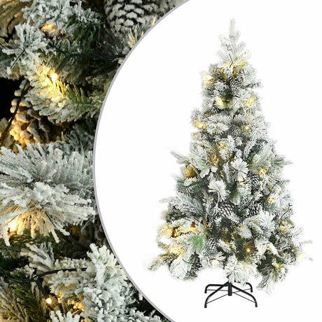 VidaXL Choinka z diodami LED, szyszkami i śniegiem, 195 cm PVC i PE