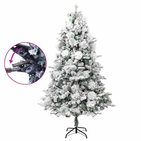 VidaXL Choinka z diodami LED, szyszkami i śniegiem, 195 cm PVC i PE