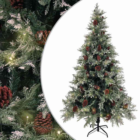 Choinka Vidaxx z diodami LED i szyszkami sosnowymi 195 cm PVC i PE w kolorze zielonym i białym