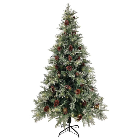 Choinka Vidaxx z diodami LED i szyszkami sosnowymi 195 cm PVC i PE w kolorze zielonym i białym