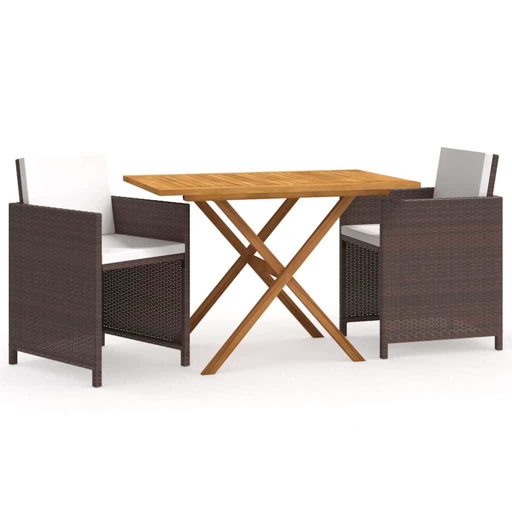 Vidaxl 3-delige tuinset met kussens poly rattan bruin