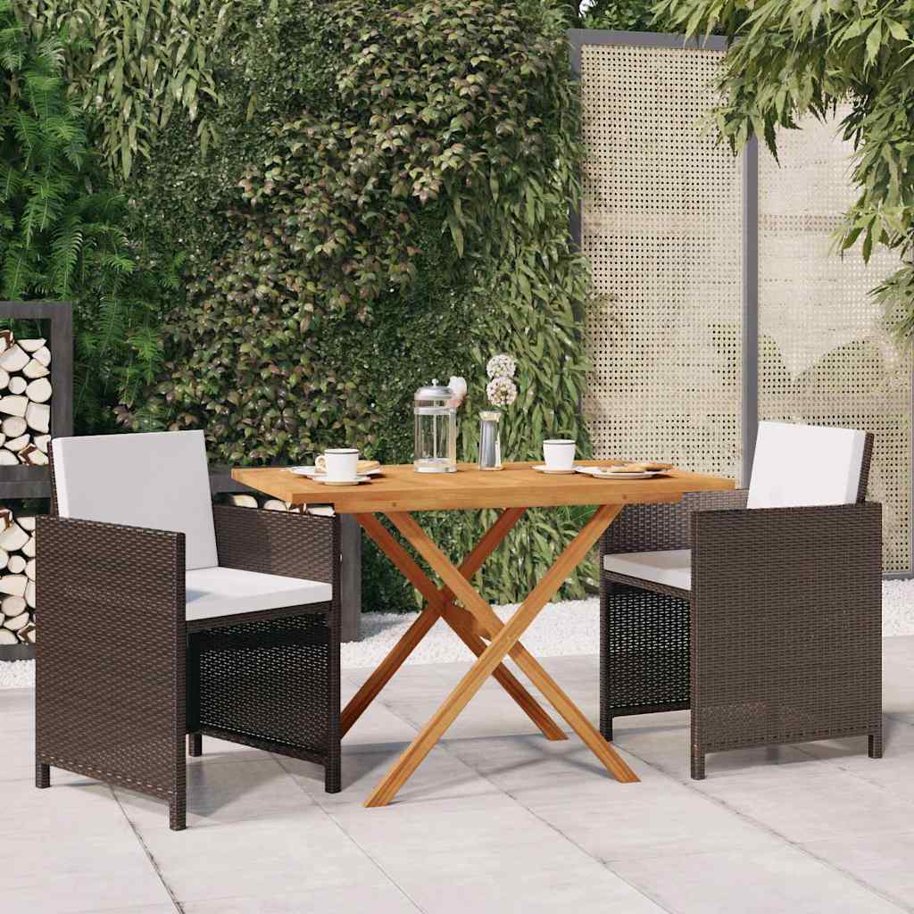 Vidaxl 3-delige tuinset met kussens poly rattan bruin