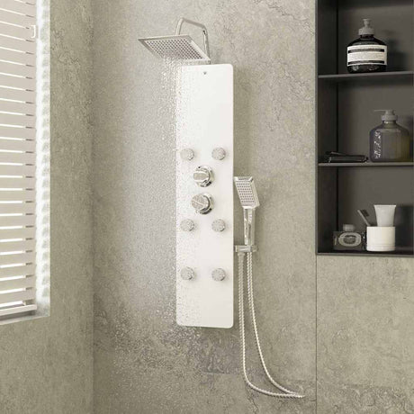 Vidaxl Prysznic panel 25x47,5x130 cm szklany biały