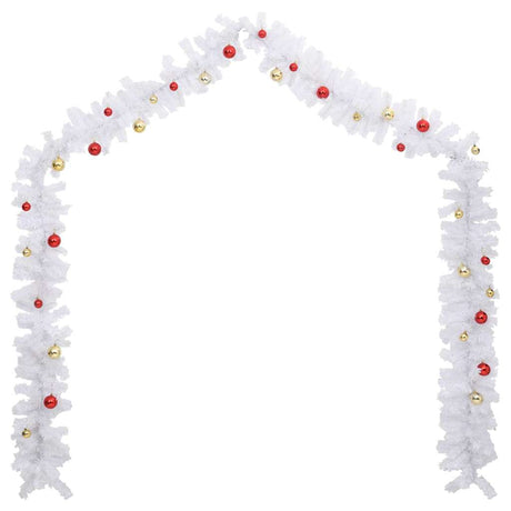 Vidaxl Christmas Garland ozdobiony bożonarodzeniowymi piłkami 5 m biały