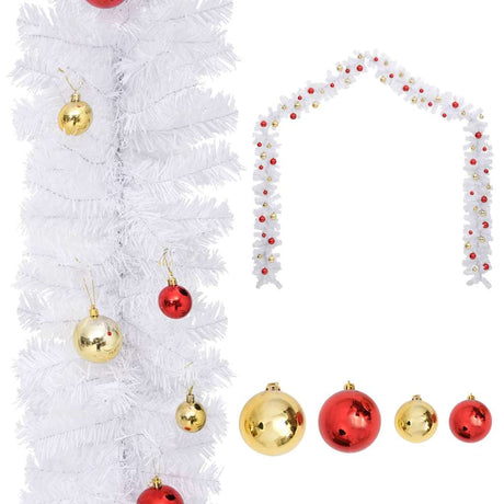 Vidaxl Christmas Garland ozdobiona bożonarodzeniowymi piłkami 10 mlymi białymi