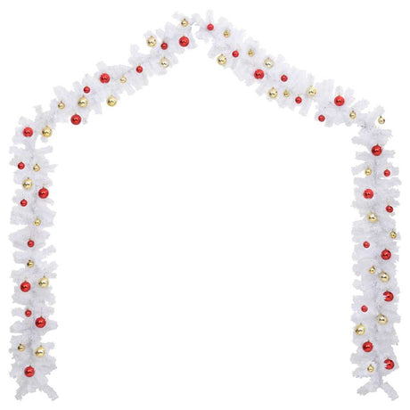 Vidaxl Christmas Garland ozdobiona bożonarodzeniowymi piłkami 10 mlymi białymi