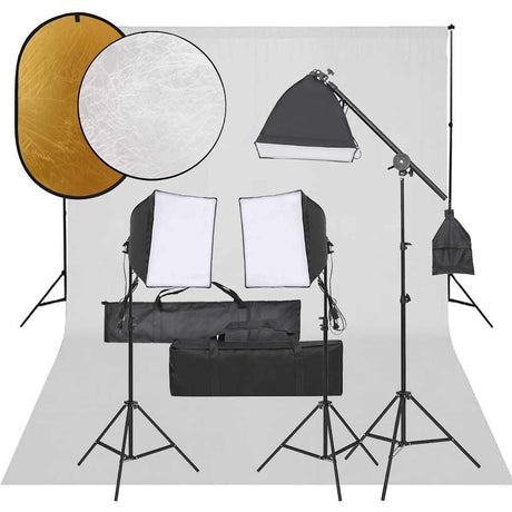 Vidaxl Photo Studio zestaw z zestawem oświetleniowym, tłem i reflektorem