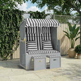 Vidaxl strandstoel met kussens poly rattan en massief hout grijs wit