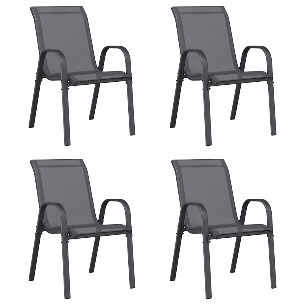 Vidaxl tuinstoelen stapelbaar 4 st textileen stof grijs