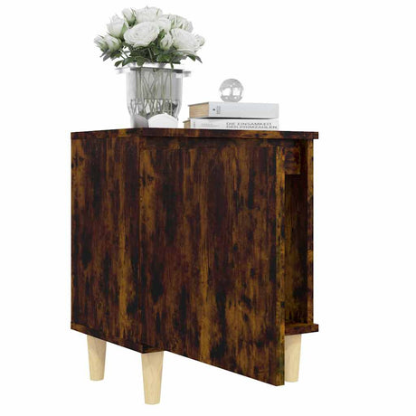 Vidaxl nachtkastje met houten poten 40x30x50 cm gerookt eikenkleurig