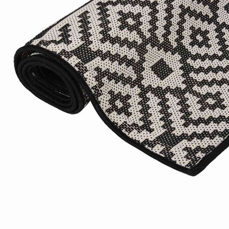 Vidaxl na zewnątrz dywanika z wzorem płaskim -15x150 cm czarny
