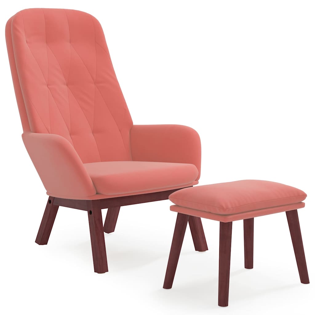 Vidaxl relaxstoel met voetenbank fluweel roze