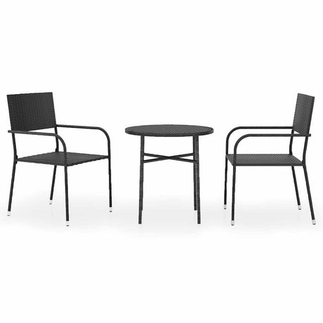 Vidaxl 3-delige tuinset poly rattan zwart