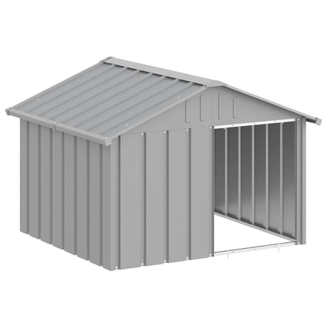Vidaxl Dog Loft 116.5x103x81,5 cm ocynkowana stalowa szarość