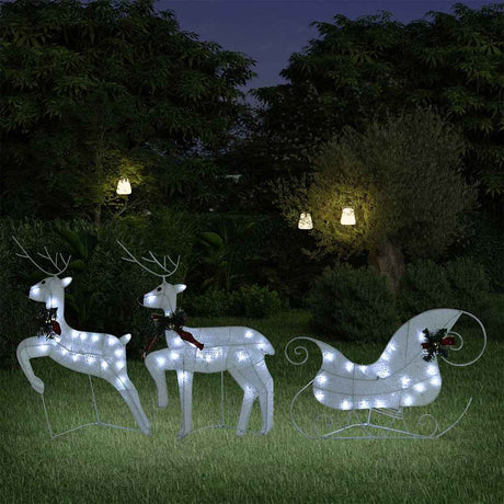 Vidaxl Christmas Decoration Renideer i sanki 60 diody LED Białe