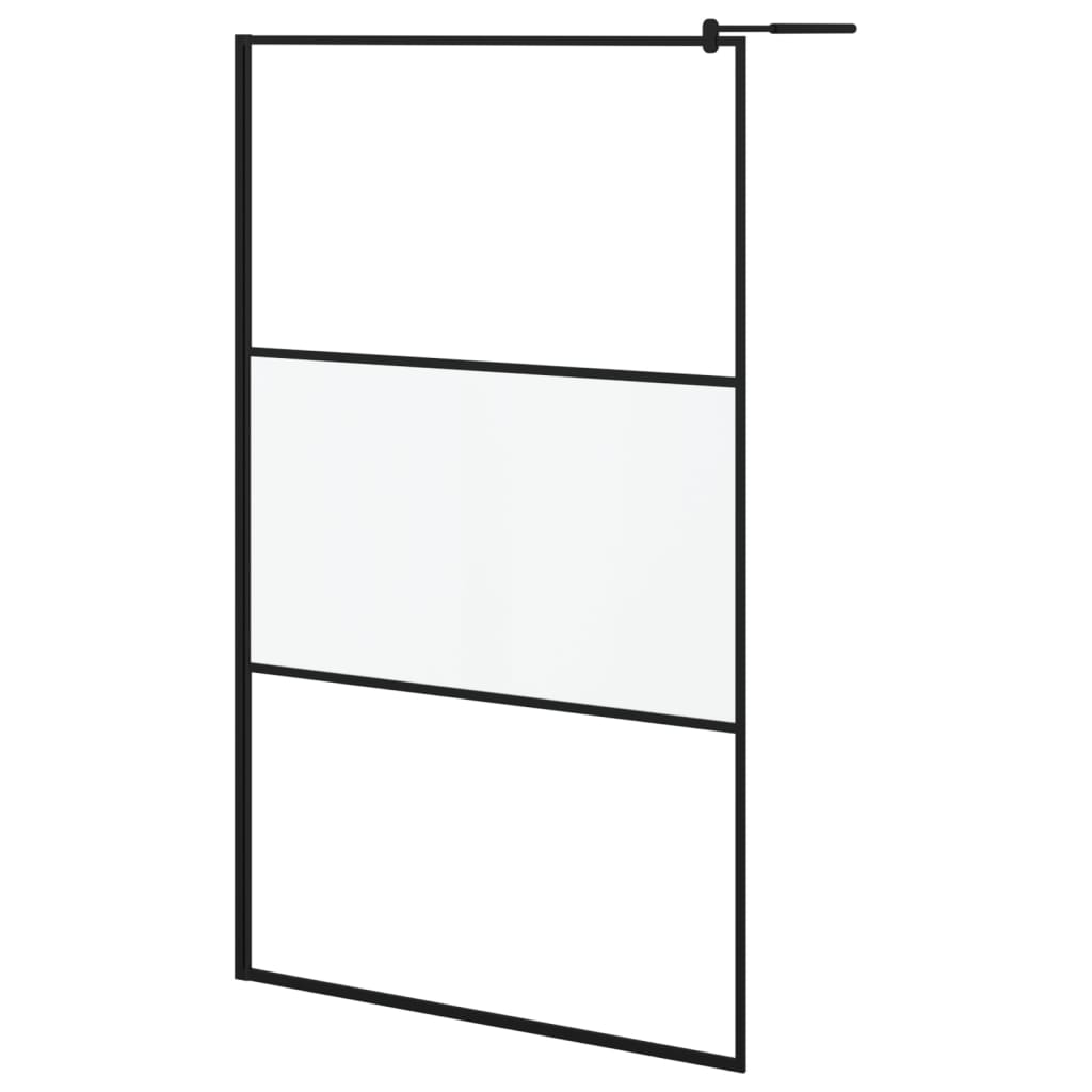 Vidaxl Walk-in Shower Wall 115x195 cm Halfmat ESG-GLA Black