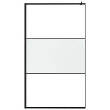 Vidaxl Walk-in Shower Wall 115x195 cm Halfmat ESG-GLA Black