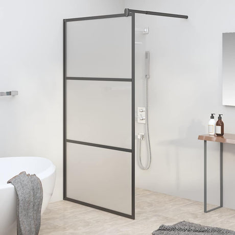 Vidaxl Walk-in Shower Wall 100x195 cm Matte ESG Glass Black