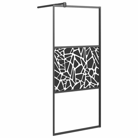 Vidaxl Walk-in Shower Wall z kamiennym motywem 80x195 cm ESG szklany czarny