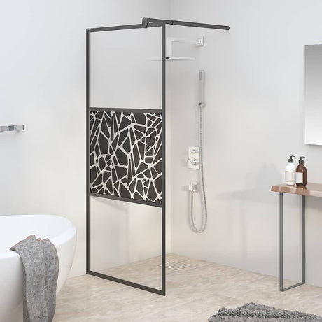Vidaxl Walk-in Shower Wall z kamiennym motywem 80x195 cm ESG szklany czarny