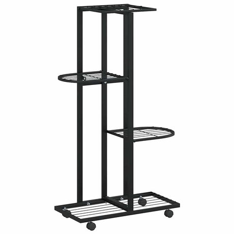 Stojak na kwiat vidaxl z kółkami 4-warstwowy 44x23x80 cm żelaza czarna