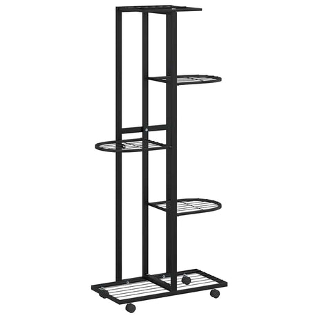 Stojak na kwiaty vidaxl z kółkami 5-warstwowymi 44x23x100 cm żelaza czarna
