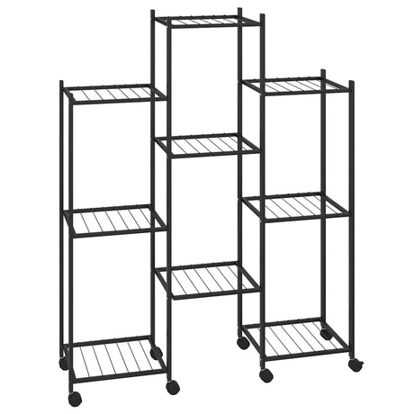 Standard kwiatowy vidaxl z kółkami 83x25x103.5 cm żelaza czarna