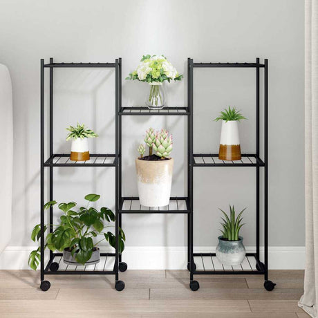 Standard kwiatowy vidaxl z kółkami 83x25x83,5 cm żelaza czarna