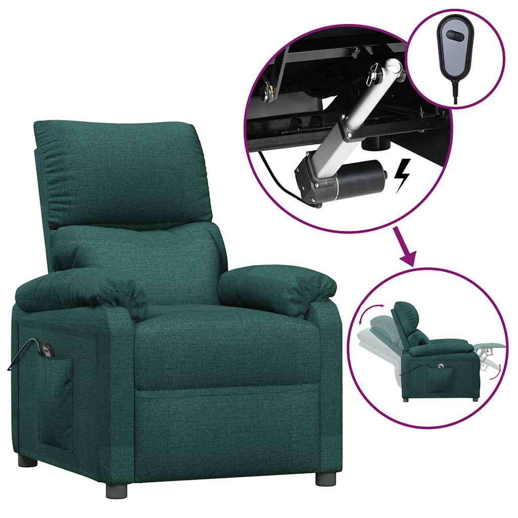 Vidaxl fauteuil verstelbaar elektrisch stof donkergroen