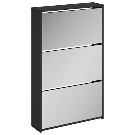Szafka na buty Vidaxx z lustrem 3-poziomowa czarna 63x17x102,5 cm
