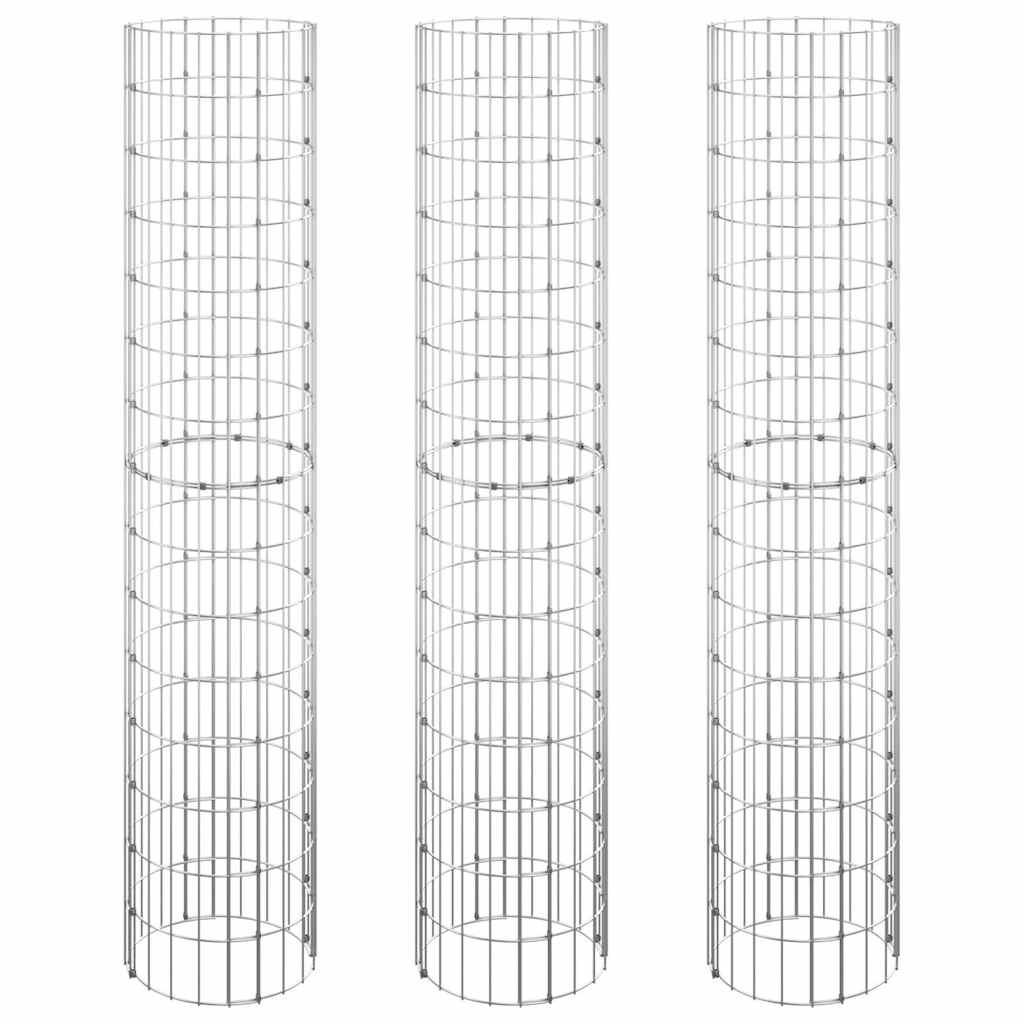 Vidaxl Gabion Planters 3 ST Rund Edisted Ø30x150 cm stal